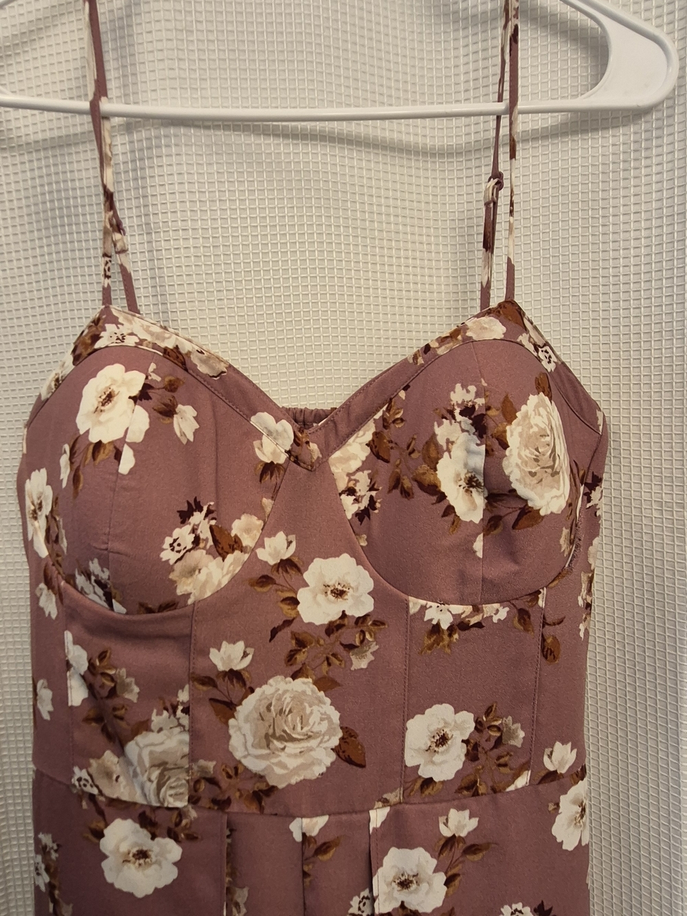 Xhilaration Mauve Floral Smocked Bustier